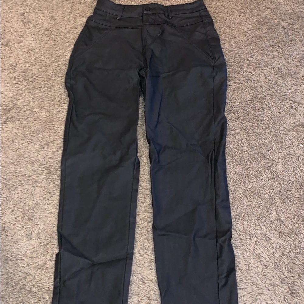 SHEIN high waisted leather jeans